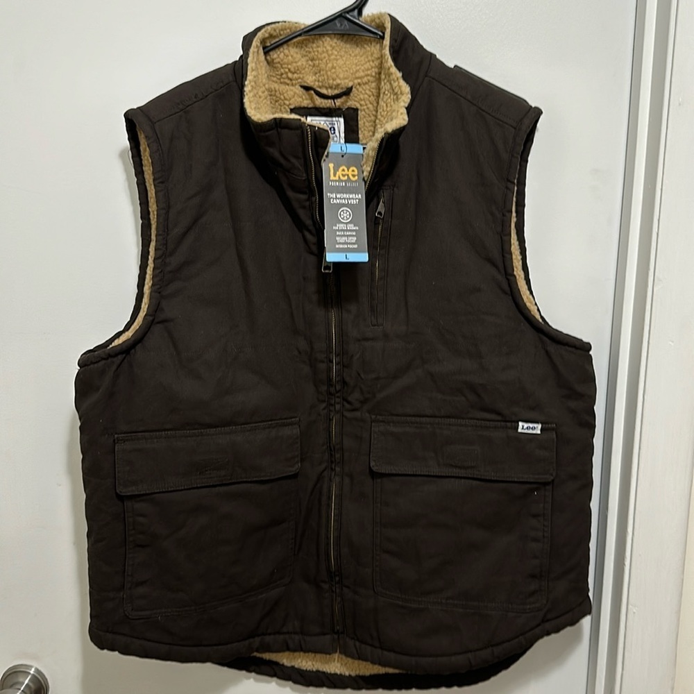 NWT Lee Workwear Canvas Sherpa Lined Vest size L
